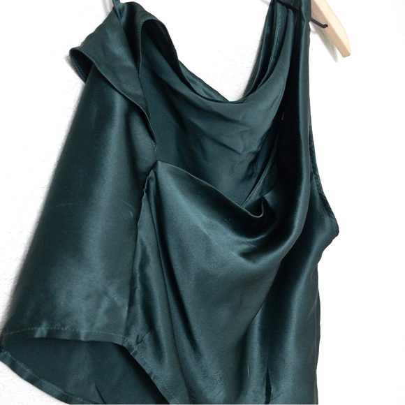 NEW The Sei Asymmetric Pleated Silk Satin Top 4 Beetle One Shoulder - Picture 8 of 10